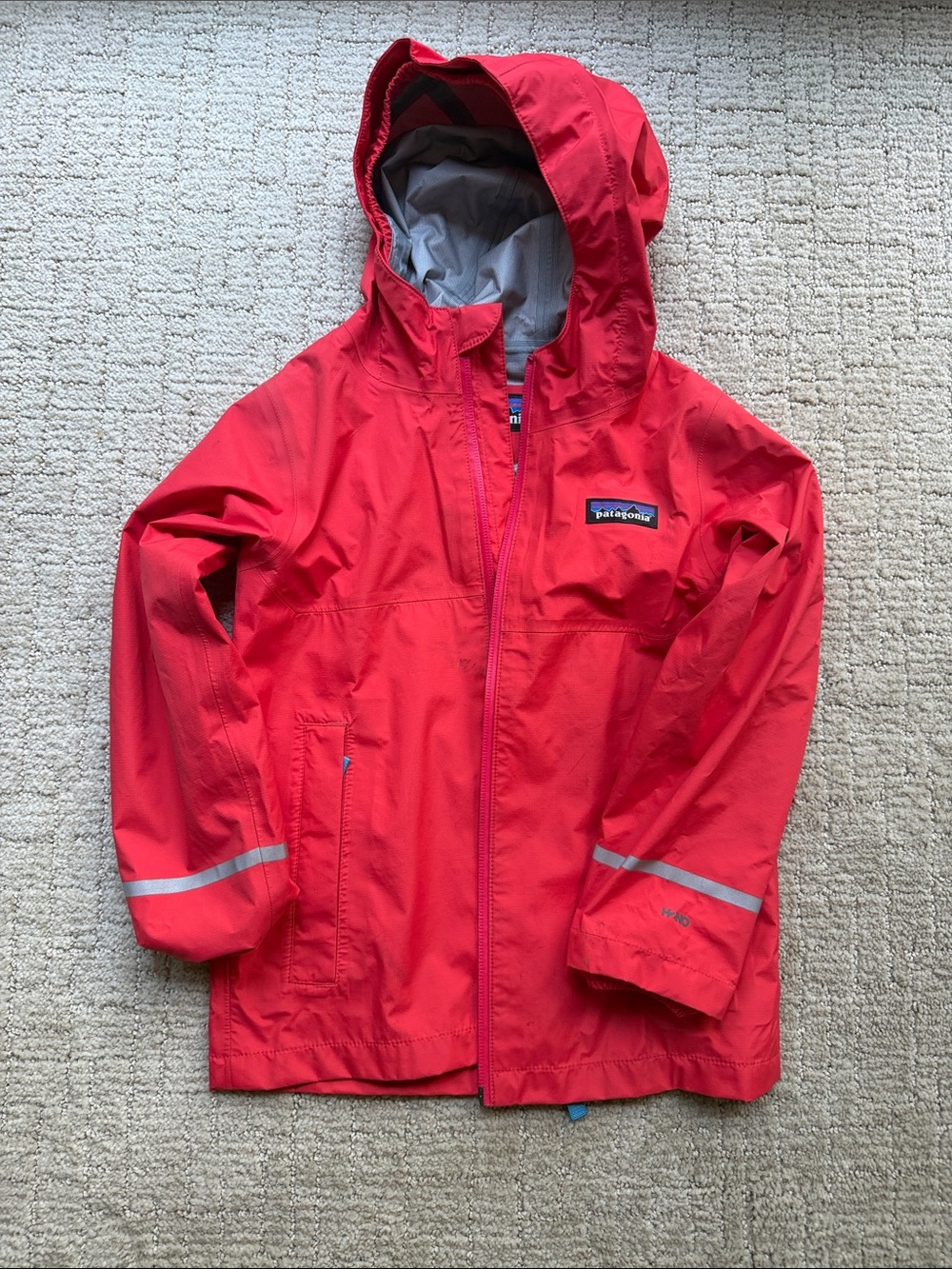 Patagonia Kids Coral-Red Waterproof Hooded Rain Jacket size 4 T Torrentshell